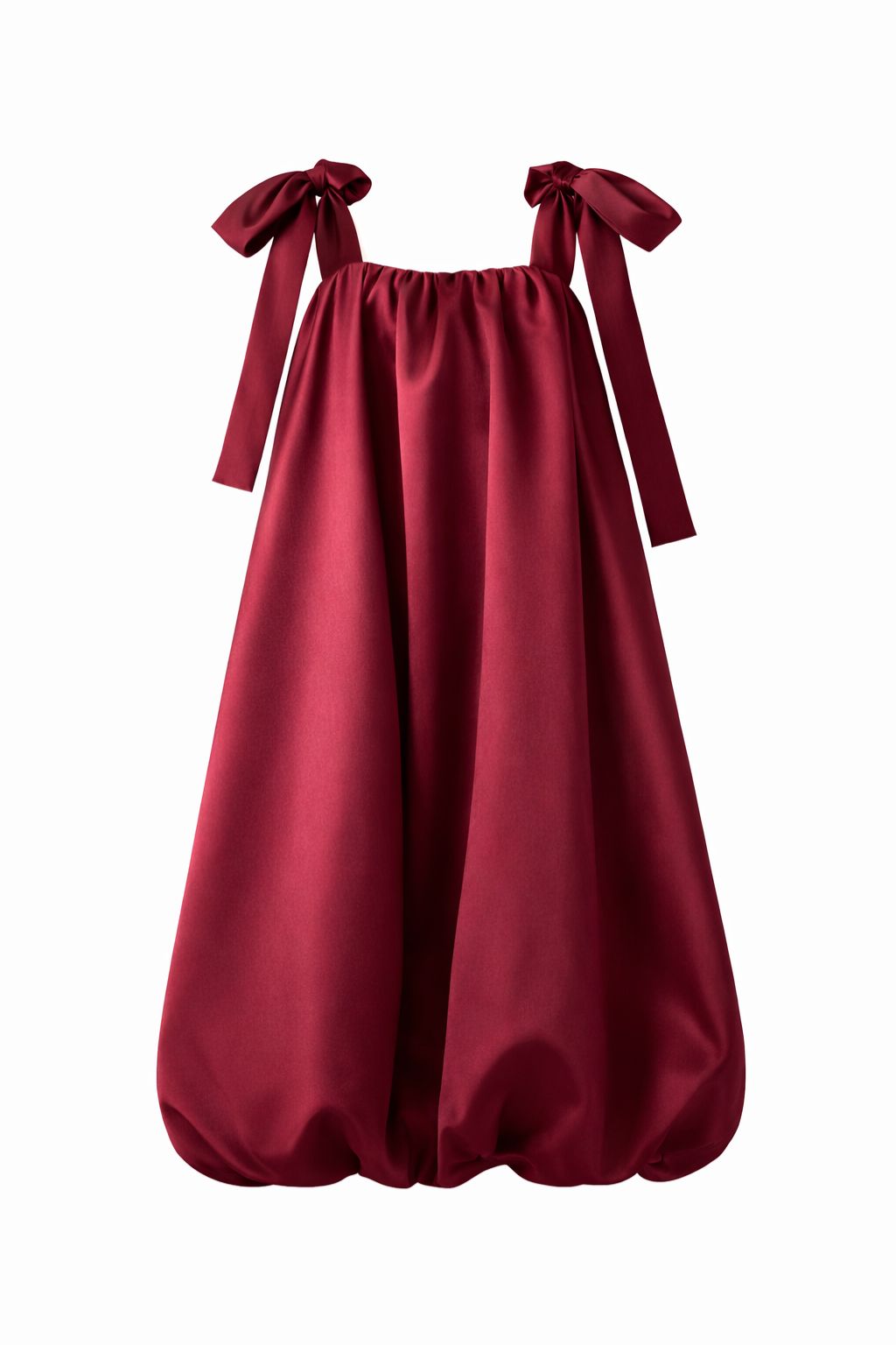 Burgundy Satin Bubble Dress