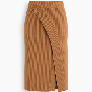 Sculpted Knit Brown Skirt