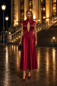 Burgundy Reign Evening Gown
