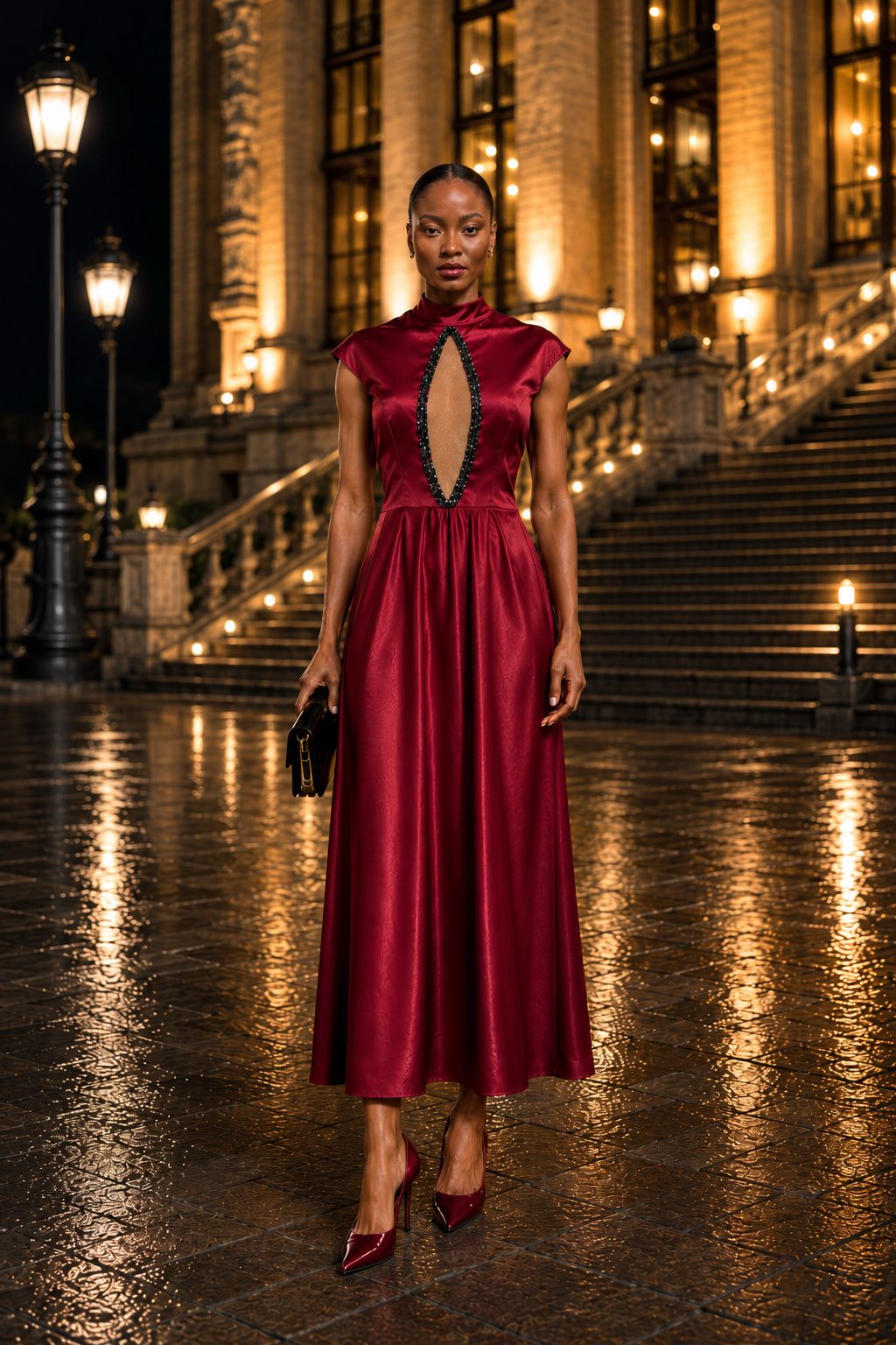 Burgundy Reign Evening Gown