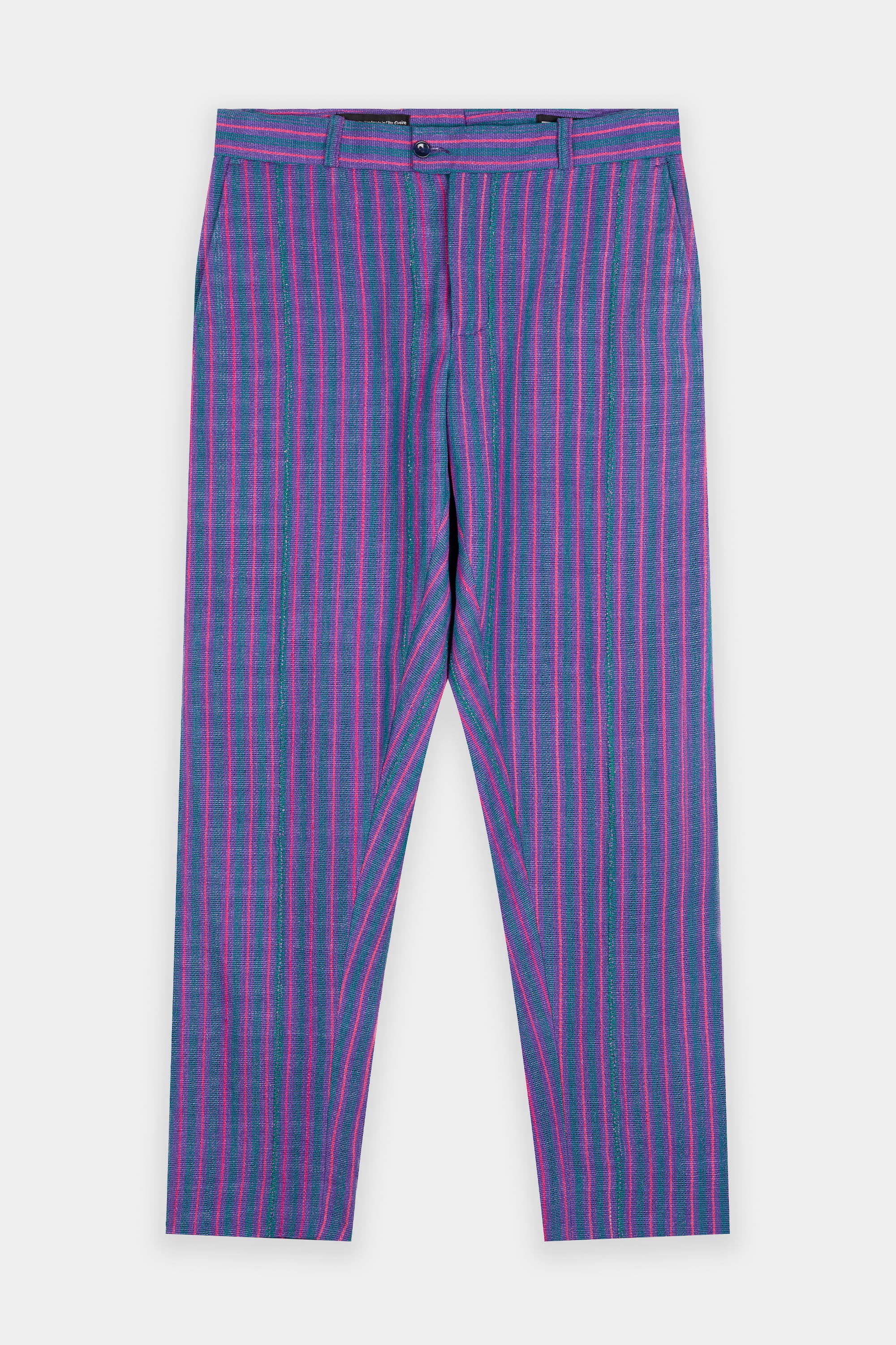 Striped blue and pink trousers by Kente Gentlemen at House of Nala