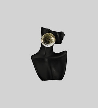 Front view of the Made of high-quality gold, these round-shaped earrings add a touch of sophistication to any look.