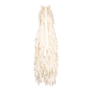Beige tassel lampshade on a white background