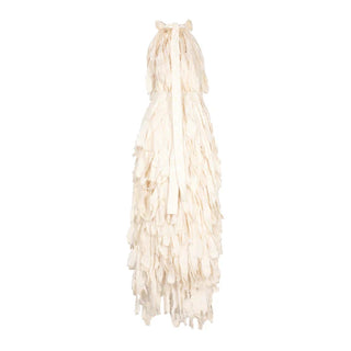 Beige tassel lampshade on a white background