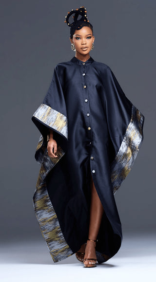 Qhawekazi Mazaleni wears the NALA Prive Sovereign Brocade Kaftan Kimono for House of NALA.