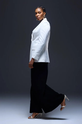 Model wears NALA Privé White Blazer Jacket 