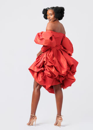 draped off shoulder dress Orange Draped Off-Shoulder Evening Gown