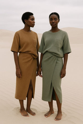 Sculpted Knit Olive Skirt